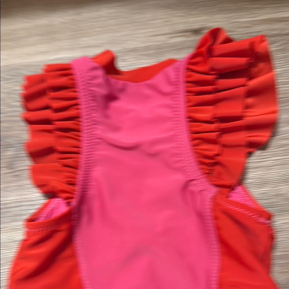 Mia Joy Kids Zipper Swim One Piece - Red and Pink Ruffle Details - Picture 9 of 9